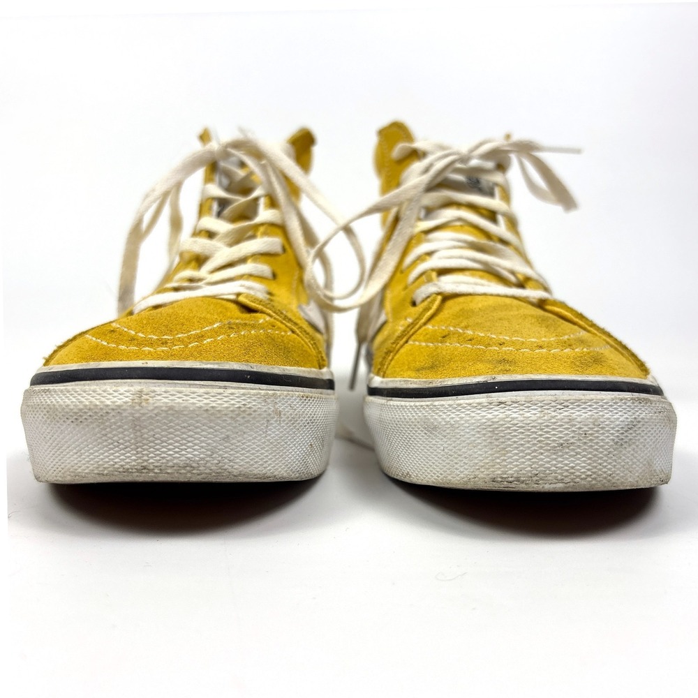 Vans Skate Hi Top Sneaker Shoes Kids Sz 5 Yellow Suede Canvas Lace Up Back Zip - Picture 4 of 16